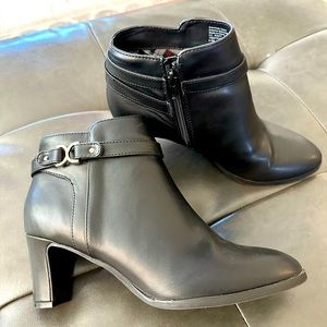 Charter club black leather booties
